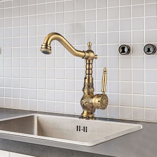 Grifos de lavabo de latón duraderos y prácticos con diseño antiguo tallado